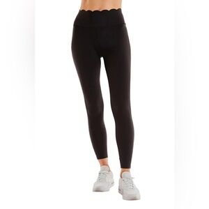 NWT The Noli Shop Black Scalloped Waist Leggings, Size L